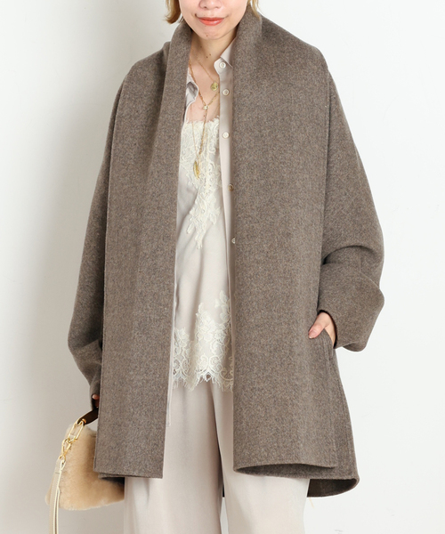 AP STUDIO(エーピーストゥディオ)の「【LIBERADD/リベラド】SHAWL COLLAR SHORT COAT(その他アウター・レディース・チャコールグレー/ベージュ・FREE)」の2枚目の写真