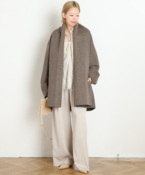 AP STUDIO(エーピーストゥディオ)の「【LIBERADD/リベラド】SHAWL COLLAR SHORT COAT(その他アウター・レディース・チャコールグレー/ベージュ・FREE)」の13枚目の写真