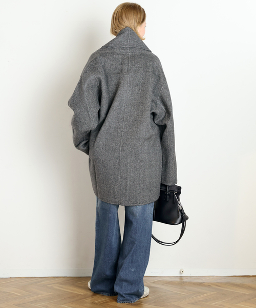 AP STUDIO(エーピーストゥディオ)の「【LIBERADD/リベラド】SHAWL COLLAR SHORT COAT(その他アウター・レディース・チャコールグレー/ベージュ・FREE)」の20枚目の写真