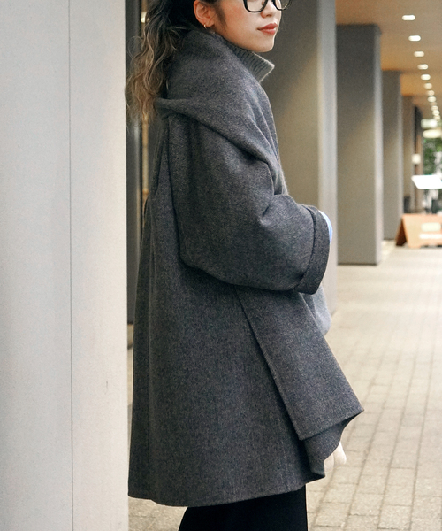AP STUDIO(エーピーストゥディオ)の「【LIBERADD/リベラド】SHAWL COLLAR SHORT COAT(その他アウター・レディース・チャコールグレー/ベージュ・FREE)」の22枚目の写真