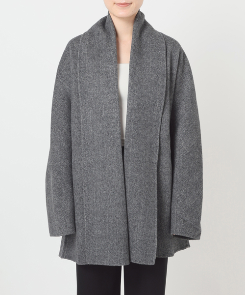 AP STUDIO(エーピーストゥディオ)の「【LIBERADD/リベラド】SHAWL COLLAR SHORT COAT(その他アウター・レディース・チャコールグレー/ベージュ・FREE)」の3枚目の写真