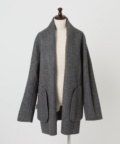 AP STUDIO(エーピーストゥディオ)の「【LIBERADD/リベラド】SHAWL COLLAR SHORT COAT(その他アウター・レディース・チャコールグレー/ベージュ・FREE)」の9枚目の写真