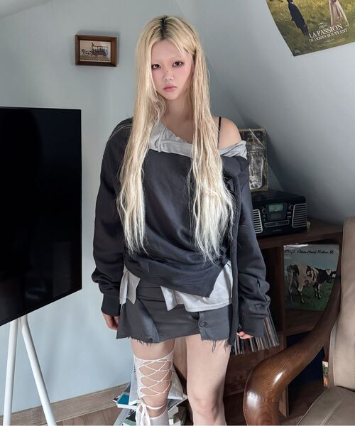 FLAREUP（フレアアップ）の「2レイヤード MTM (FL-197_Melange)（Tシャツ/カットソー・レディース・グレー・OS）」の19枚目の写真