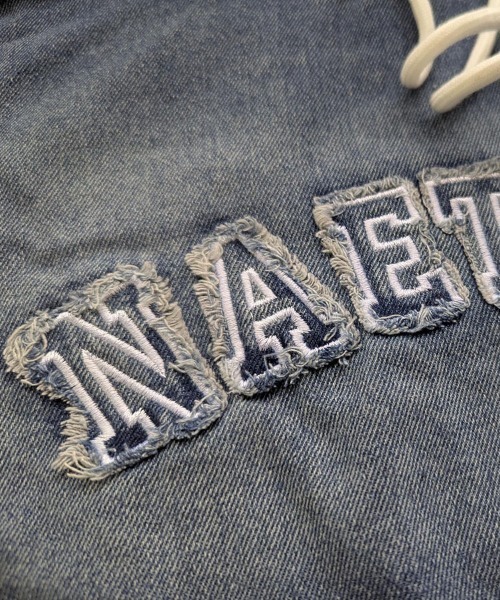 Dalfwin(ダールフィン)の「【上下セット】NAETSSTZ刺繍ロゴ異素材MIXフーディーカーゴデニムセットアップ(セットアップ・レディース・ホワイト/ブラック・FREE)」の8枚目の写真