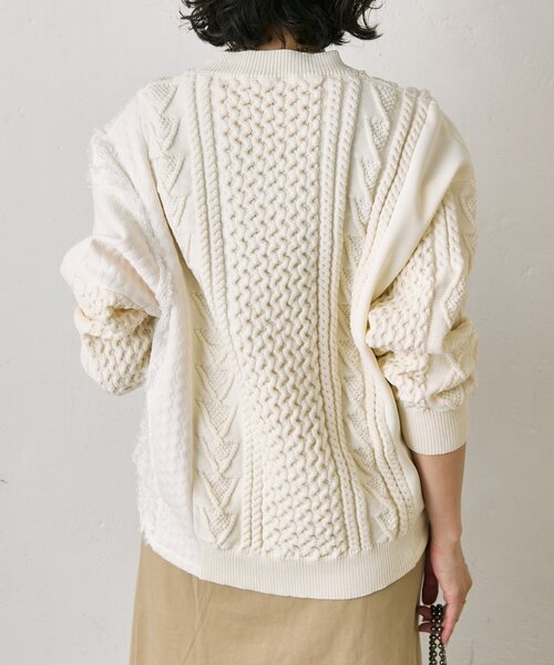 ear PAPILLONNER（イアパピヨネ）の「パッチワークニットプルオーバー【SUM1 STYLE】（ニット/セーター・レディース・ホワイト/ブラック・FREE）」の5枚目の写真