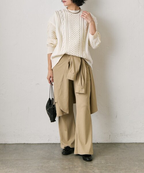 ear PAPILLONNER（イアパピヨネ）の「パッチワークニットプルオーバー【SUM1 STYLE】（ニット/セーター・レディース・ホワイト/ブラック・FREE）」の6枚目の写真