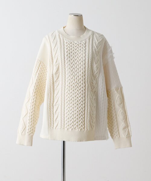 ear PAPILLONNER（イアパピヨネ）の「パッチワークニットプルオーバー【SUM1 STYLE】（ニット/セーター・レディース・ホワイト/ブラック・FREE）」の11枚目の写真
