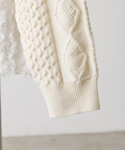 ear PAPILLONNER（イアパピヨネ）の「パッチワークニットプルオーバー【SUM1 STYLE】（ニット/セーター・レディース・ホワイト/ブラック・FREE）」の14枚目の写真