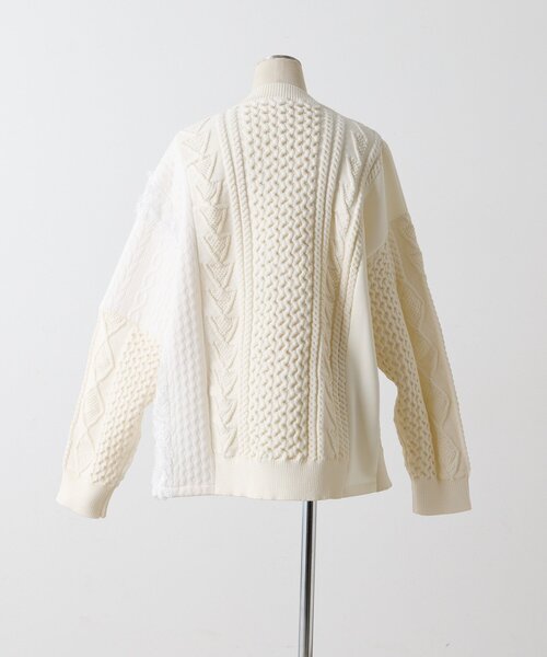 ear PAPILLONNER（イアパピヨネ）の「パッチワークニットプルオーバー【SUM1 STYLE】（ニット/セーター・レディース・ホワイト/ブラック・FREE）」の17枚目の写真