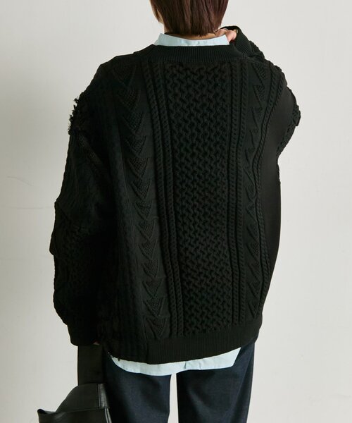 ear PAPILLONNER（イアパピヨネ）の「パッチワークニットプルオーバー【SUM1 STYLE】（ニット/セーター・レディース・ホワイト/ブラック・FREE）」の20枚目の写真
