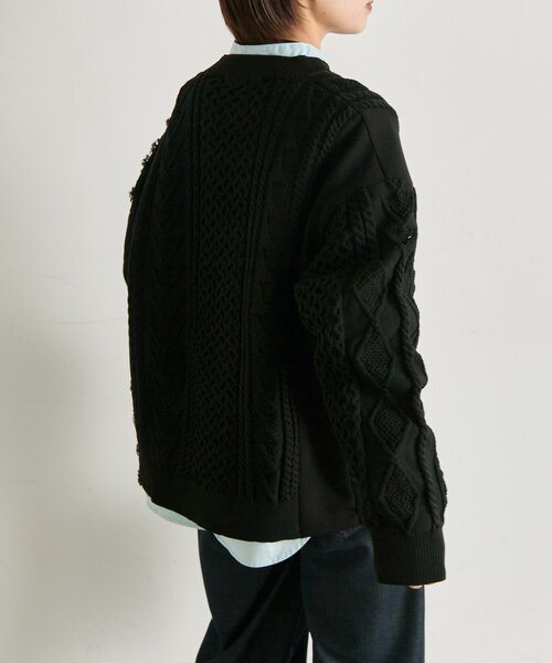 ear PAPILLONNER（イアパピヨネ）の「パッチワークニットプルオーバー【SUM1 STYLE】（ニット/セーター・レディース・ホワイト/ブラック・FREE）」の21枚目の写真