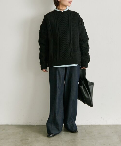 ear PAPILLONNER（イアパピヨネ）の「パッチワークニットプルオーバー【SUM1 STYLE】（ニット/セーター・レディース・ホワイト/ブラック・FREE）」の22枚目の写真