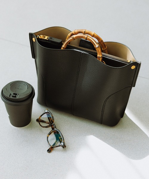 E'POR(エポール)の「【E'POR】BAMBOO BAG Medium/軽量・通勤(ハンドバッグ・レディース・オフホワイト/グレー/ベージュ系その他2/ブラック系その他2・FREE)」の1枚目の写真
