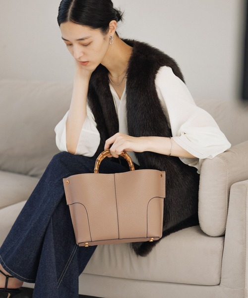 E'POR(エポール)の「【E'POR】BAMBOO BAG Medium/軽量・通勤(ハンドバッグ・レディース・オフホワイト/グレー/ベージュ系その他2/ブラック系その他2・FREE)」の4枚目の写真