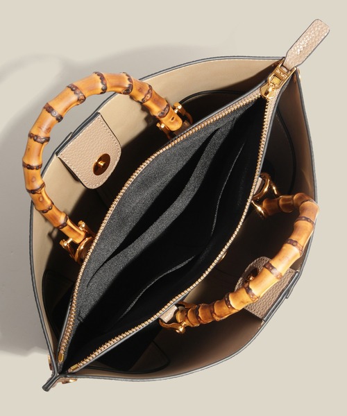 E'POR(エポール)の「【E'POR】BAMBOO BAG Medium/軽量・通勤(ハンドバッグ・レディース・オフホワイト/グレー/ベージュ系その他2/ブラック系その他2・FREE)」の10枚目の写真