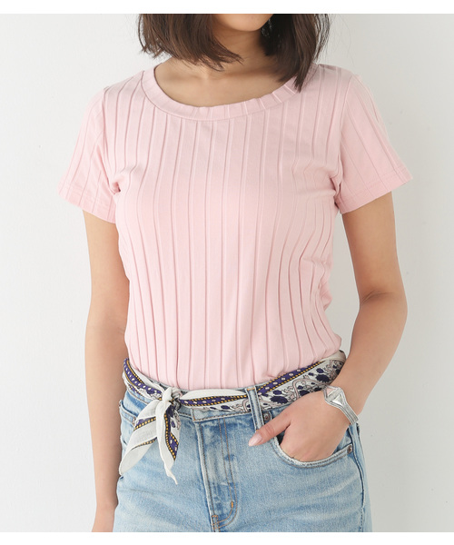 SLY（スライ）の「CUT WIDE RIB T/SH-S（Tシャツ/カットソー・レディース・グリーン系その他/ブラック/ライトピンク/ホワイト/オレンジ系その他・2/1）」の4枚目の写真