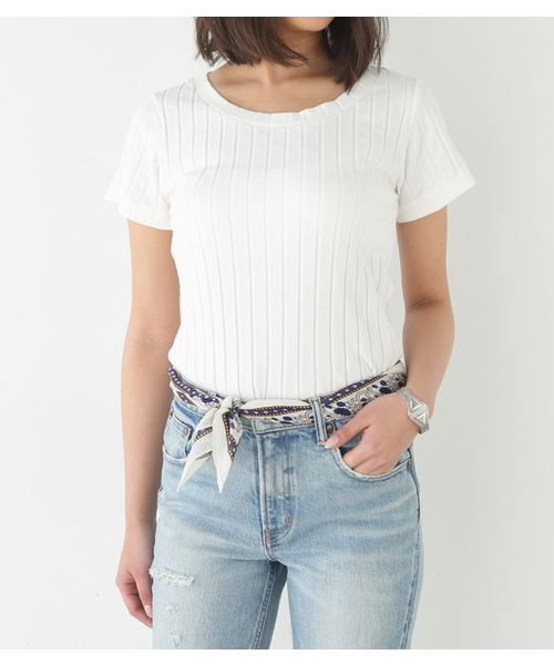 SLY（スライ）の「CUT WIDE RIB T/SH-S（Tシャツ/カットソー・レディース・グリーン系その他/ブラック/ライトピンク/ホワイト/オレンジ系その他・2/1）」の2枚目の写真