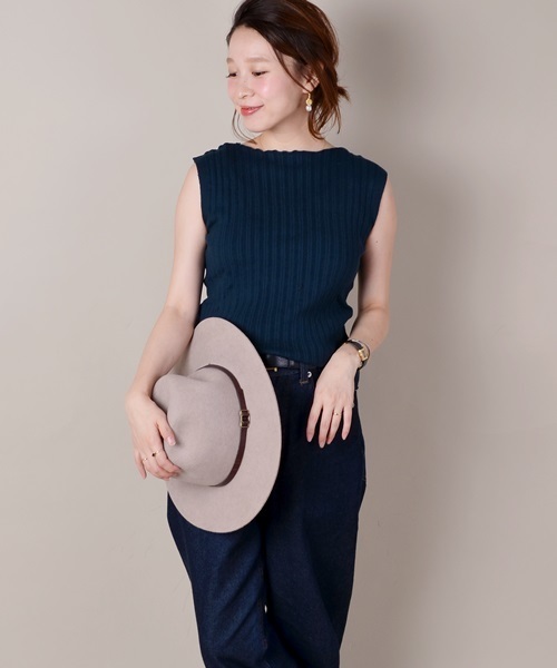 Khaju（カージュ）の「Khaju: ウォッシャブルリブニット（ニット/セーター・レディース・ワインレッド/オフホワイト/ダークグリーン/ブラック・ONE SIZE）」の3枚目の写真