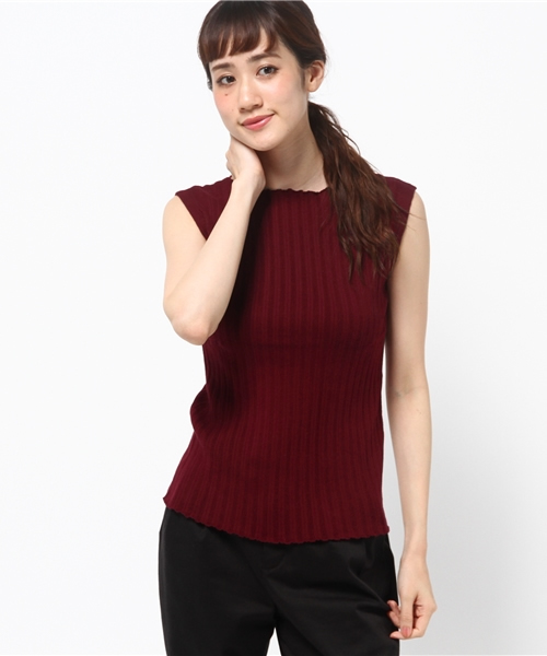 Khaju（カージュ）の「Khaju: ウォッシャブルリブニット（ニット/セーター・レディース・ワインレッド/オフホワイト/ダークグリーン/ブラック・ONE SIZE）」の4枚目の写真