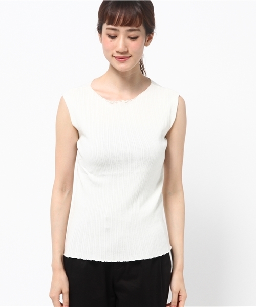 Khaju（カージュ）の「Khaju: ウォッシャブルリブニット（ニット/セーター・レディース・ワインレッド/オフホワイト/ダークグリーン/ブラック・ONE SIZE）」の5枚目の写真