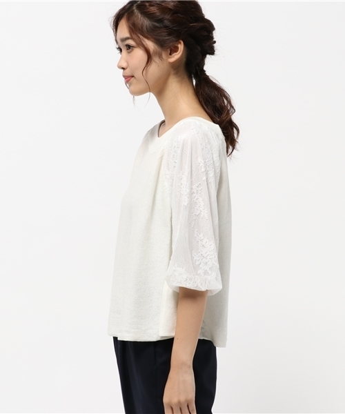 archives（アルシーヴ）の「袖レース地 ニットプルオーバー（ニット/セーター・レディース・ブラック/ワイン/オフホワイト・MEDIUM）」の5枚目の写真