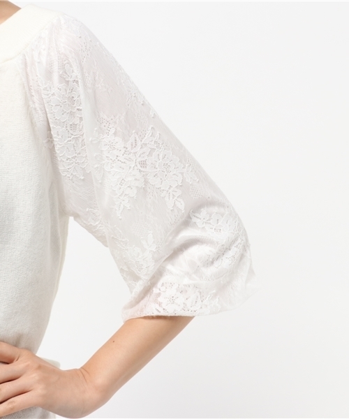 archives（アルシーヴ）の「袖レース地 ニットプルオーバー（ニット/セーター・レディース・ブラック/ワイン/オフホワイト・MEDIUM）」の8枚目の写真