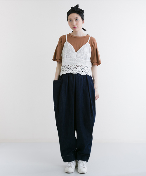 MERLOT（メルロー）の「かぎ編みニットビスチェ1065（キャミソール・レディース・オフホワイト/チェリーピンク/ブラック/ベージュ/イエロー・FREE）」の6枚目の写真