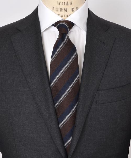 SHIPS（シップス）の「Stefanobigi: ウール/シルク レジメンタル ストライプ ネクタイ（ネクタイ・メンズ・ブラウン/ネイビー/パープル・1）」の4枚目の写真