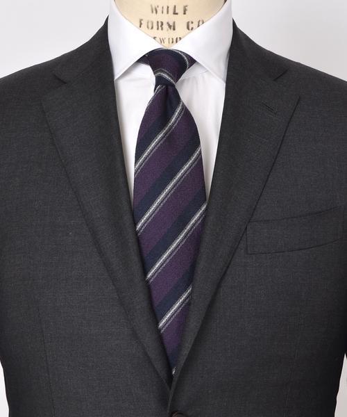 SHIPS（シップス）の「Stefanobigi: ウール/シルク レジメンタル ストライプ ネクタイ（ネクタイ・メンズ・ブラウン/ネイビー/パープル・1）」の6枚目の写真