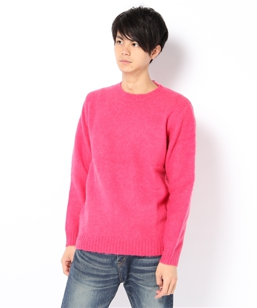 WEGO（ウィゴー）の「シャギードッククルーニット（ニット/セーター・メンズ・ブラック/杢グレー/グリーン/マスタード/ピンク・MEDIUM/LARGE）」の12枚目の写真