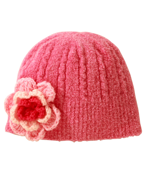 セール】ニットお花モチーフのフード（ニットキャップ/ビーニー