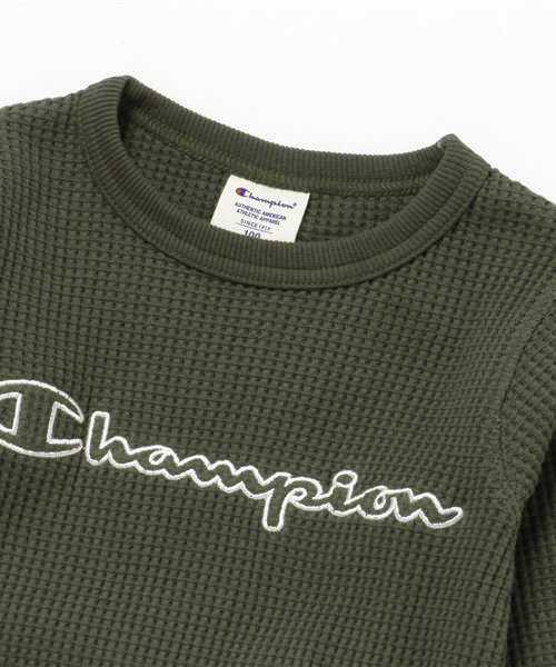 Champion(チャンピオン)の「【Champion】ロゴ刺繍ワッフルロングスリーブプルオーバー (Tシャツ/カットソー・キッズ・カーキ・140/130/120/100/110)」の5枚目の写真