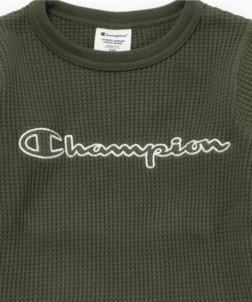 Champion(チャンピオン)の「【Champion】ロゴ刺繍ワッフルロングスリーブプルオーバー (Tシャツ/カットソー・キッズ・カーキ・140/130/120/100/110)」の2枚目の写真