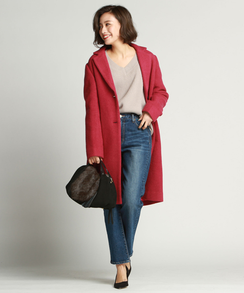 LIPSTAR（リップスター）の「抜け襟Vネックニット（ニット/セーター・レディース・オフホワイト/ネイビー/ピンク/ベージュ・M）」の20枚目の写真