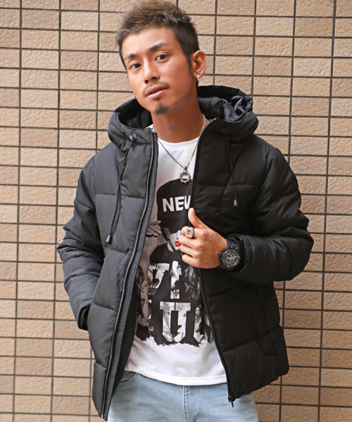 LUXSTYLE(ラグスタイル)の「シレーボリュームネック中綿ブルゾン(ダウンジャケット/コート・メンズ・ワイン/ブラック/ネイビー/チャコール/ベージュ/グレー系その他・M/L/XL)」の2枚目の写真