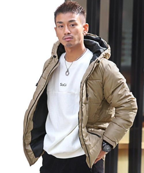 LUXSTYLE(ラグスタイル)の「シレーボリュームネック中綿ブルゾン(ダウンジャケット/コート・メンズ・ワイン/ブラック/ネイビー/チャコール/ベージュ/グレー系その他・M/L/XL)」の4枚目の写真