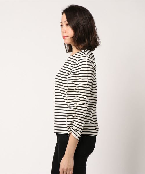 CAPRICIEUX LE'MAGE（カプリシューレマージュ）の「フリルボーダーTシャツ（Tシャツ/カットソー・レディース・ホワイト/ベージュ・FREE）」の3枚目の写真