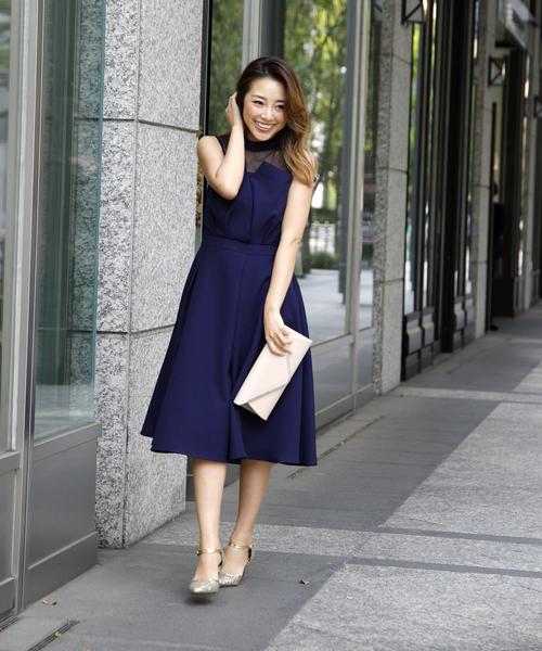 Doula Doula（ドゥーラドゥーラ）の「ビスチェ風セミロングワンピース（ドレス・レディース・ネイビー/ブラック/ベージュ・L/M）」の8枚目の写真