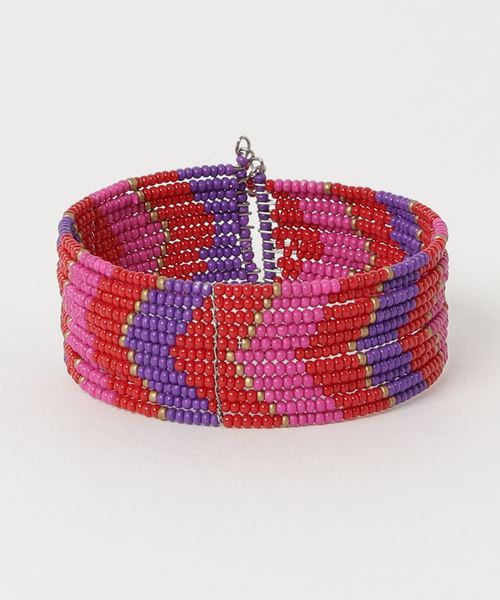 チャイハネ(チャイハネ)の「【チャイハネ】ビーズワークジオメ柄バングル(バングル/リストバンド・レディース・ブラウン/ピンク/ブルー/レインボー・FREE)」の3枚目の写真