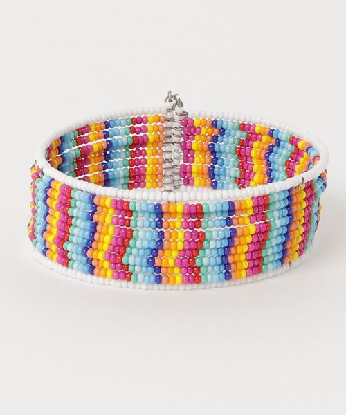 チャイハネ(チャイハネ)の「【チャイハネ】ビーズワークジオメ柄バングル(バングル/リストバンド・レディース・ブラウン/ピンク/ブルー/レインボー・FREE)」の4枚目の写真