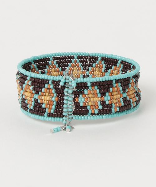 チャイハネ(チャイハネ)の「【チャイハネ】ビーズワークジオメ柄バングル(バングル/リストバンド・レディース・ブラウン/ピンク/ブルー/レインボー・FREE)」の5枚目の写真