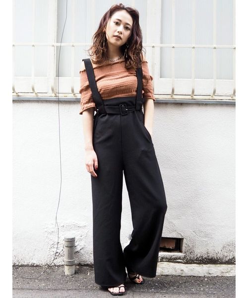 MURUA（ムルーア）の「ロングベルトハイウエストパンツ（その他パンツ・レディース・ブラック/ダークグリーン/キャメル・1/2）」の2枚目の写真