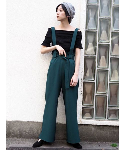 MURUA（ムルーア）の「ロングベルトハイウエストパンツ（その他パンツ・レディース・ブラック/ダークグリーン/キャメル・1/2）」の3枚目の写真