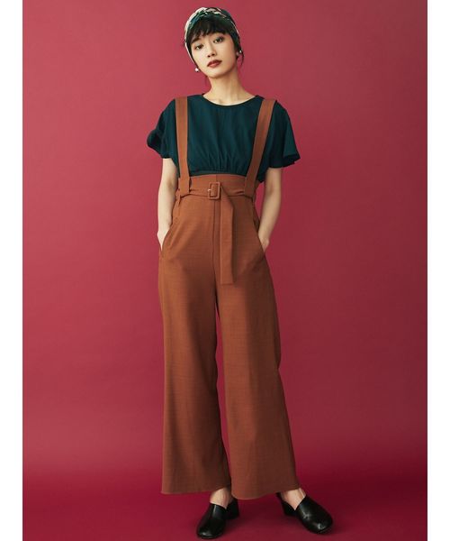 MURUA（ムルーア）の「ロングベルトハイウエストパンツ（その他パンツ・レディース・ブラック/ダークグリーン/キャメル・1/2）」の4枚目の写真