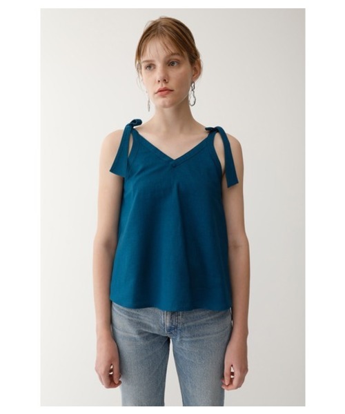 MOUSSY(マウジー)の「SHOULDER RIBBON CAMI(キャミソール・レディース・ブルー/ブラウン/アイボリー/ライトブラック・FREE)」の1枚目の写真