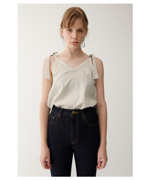MOUSSY(マウジー)の「SHOULDER RIBBON CAMI(キャミソール・レディース・ブルー/ブラウン/アイボリー/ライトブラック・FREE)」の2枚目の写真