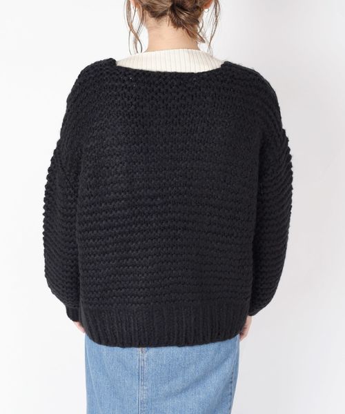 Khaju（カージュ）の「Khaju:ハンドケーブルニットカーディガン◇（カーディガン/ボレロ・レディース・ブラック/オフホワイト/ピンク系その他・ONE SIZE）」の9枚目の写真