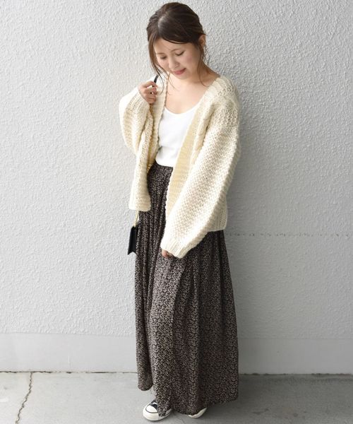 Khaju（カージュ）の「Khaju:ハンドケーブルニットカーディガン◇（カーディガン/ボレロ・レディース・ブラック/オフホワイト/ピンク系その他・ONE SIZE）」の14枚目の写真