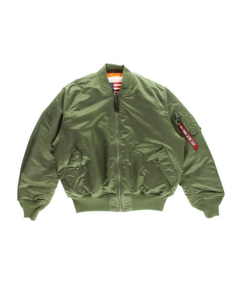 Alpha Industries（アルファインダストリーズ）の「＜ALPHA INDUSTRIES＞ MA-1 BLOOD CHIT/ブルゾン（MA-1・メンズ・ブラック/オリーブ・MEDIUM/X-LARGE/LARGE）」の4枚目の写真