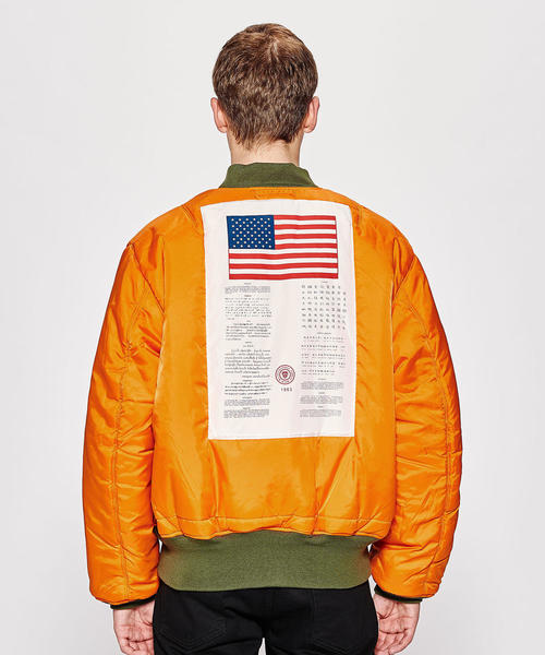 Alpha Industries（アルファインダストリーズ）の「＜ALPHA INDUSTRIES＞ MA-1 BLOOD CHIT/ブルゾン（MA-1・メンズ・ブラック/オリーブ・MEDIUM/X-LARGE/LARGE）」の7枚目の写真
